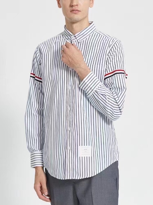 トムブラウントムブラウンメンズストラップコットンシャツm0772ホワイトブラック