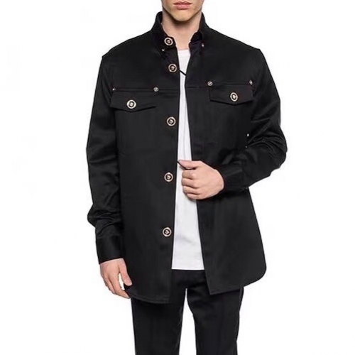 ヴェルサーチェヴェルサーチェメンズメデューサカジュアルデニムシャツr0642.ブラック