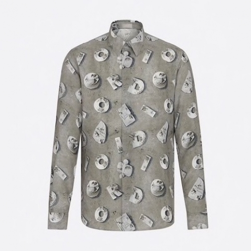 ディオールディオールメンズクラシックコットンシャツo0640グレー