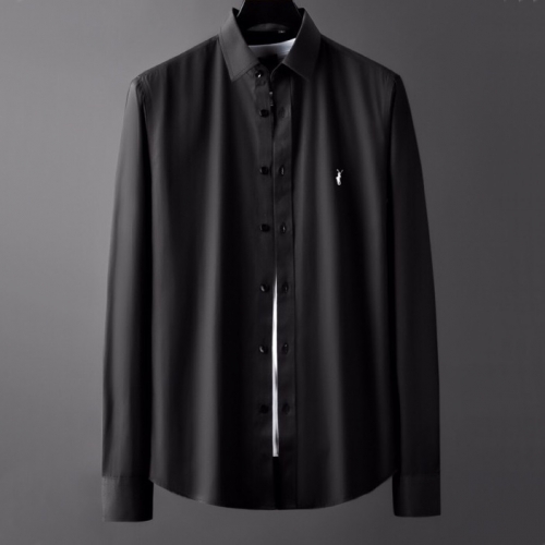 ポロポロメンズビジネスコットンシャツl0062ブラック