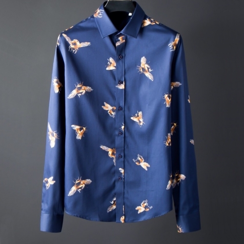 グッチグッチメンズカジュアルシルクシャツc02785ブルー