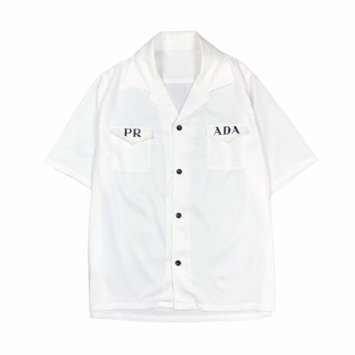 プラダメンズベーシックシルク半袖シャツa01077.ホワイト