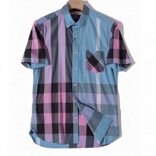 バーバリーバーバリーメンズヴィンテージベーシックコットン半袖シャツr02754.ブルー