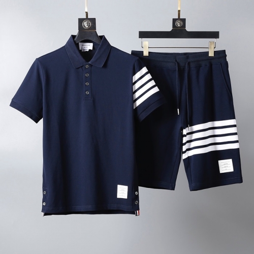 トムブラウントムブラウンメンズカジュアルトレーニング半袖Tシャツ&ショートパンツm0839.ネイビー