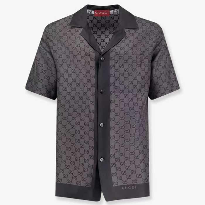 グッチメンズトレンディブラック半袖シャツu02820