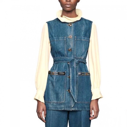 グッチグッチレディースカジュアルデニムベストc02849ブルー