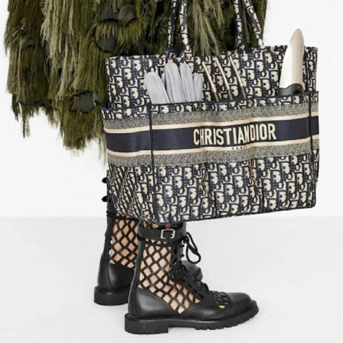 ディオールレディースキャンバスブックトートバッグショッパーバッグB0563,ネイビー