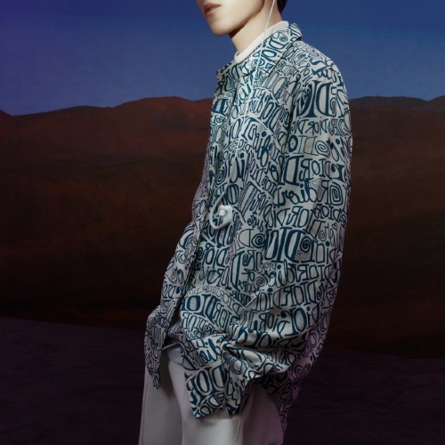 ディオールディオールメンズトレンディシャツo0723ブルー