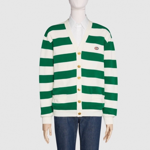 グッチメンズトレンディネックニットカーディガンc02927グリーン