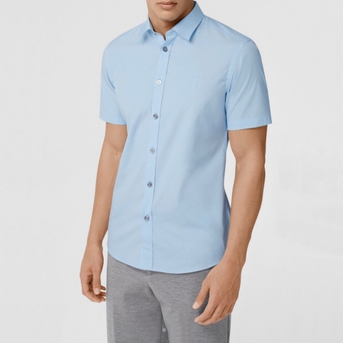 バーバリーバーバリーメンズヴィンテージベーシックコットン半袖シャツr02820.ブルー