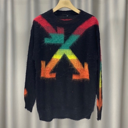 オフホワイトオフホワイトメンズブラッシュモヘアニットセーターf0471.ブラック