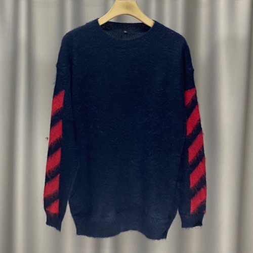 オフホワイトオフホワイトメンズブラッシュモヘアニットセーターf0472.ネイビー