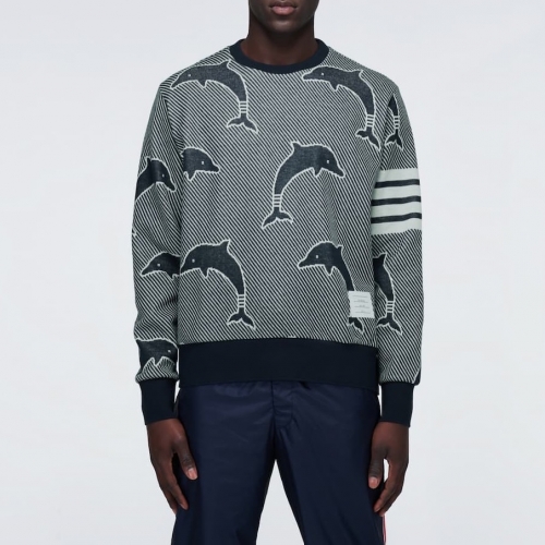 トムブラウン-トムブラウンメンズストラップクルーネックセーターm0937ブラック