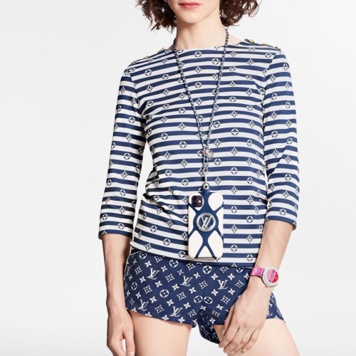 ルイヴィトンルイヴィトンレディースカジュアルコットン長袖Tシャツu02093ブルー