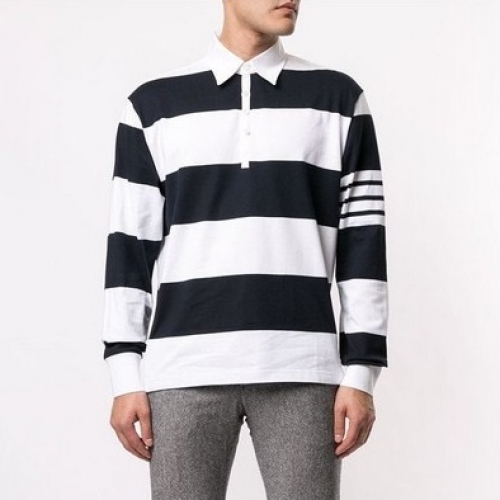 トムブラウントムブラウンメンズストラップコットンポロ長袖Tシャツm0939ブラック