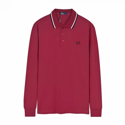 フレッドペリーメンズポロ長袖Tシャツe0020.バーガンディ