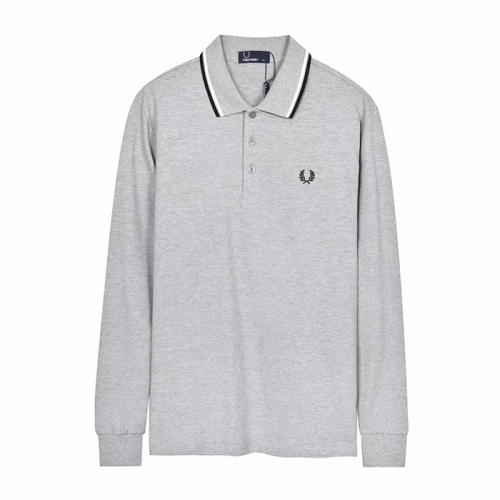 フレッドペリーメンズポロ長袖Tシャツe0022.グレー