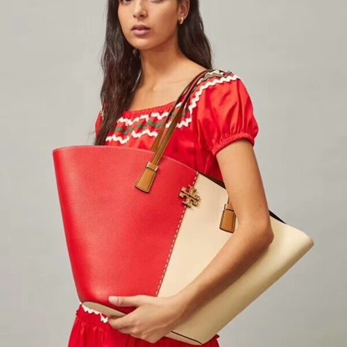 ,57トリーバーチレザートートバッグショッパーバッグB0266,57,レッド