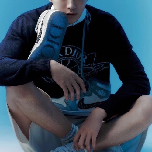 ディオール-ディオールメンズレトロクルーネックセーターo0766.ブルー