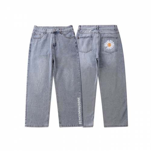 ピースマイナスワンメンズフラワージーンズa009.ブルー