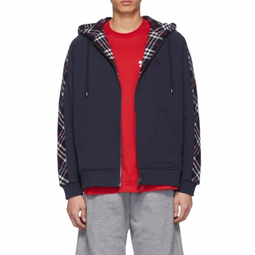 バーバリー-バーバリーユニセックスカジュアルコットンジップアップフーディr02864ネイビー