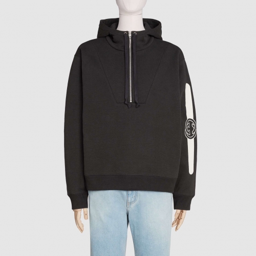 グッチグッチメンズビッグカジュアルコットンフーディc02993.ブラック