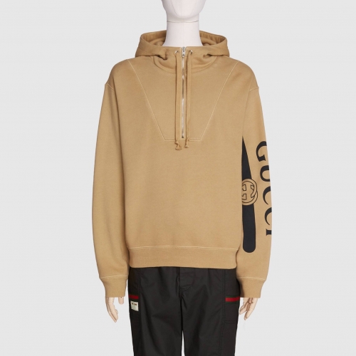 グッチグッチメンズビッグカジュアルコットンフーディc02994.キャメル