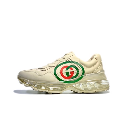 グッチユニセックスレザーランニングシューズS1184アイボリー