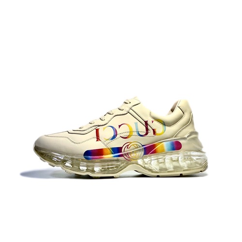 グッチユニセックスレザーランニングシューズS1187アイボリー