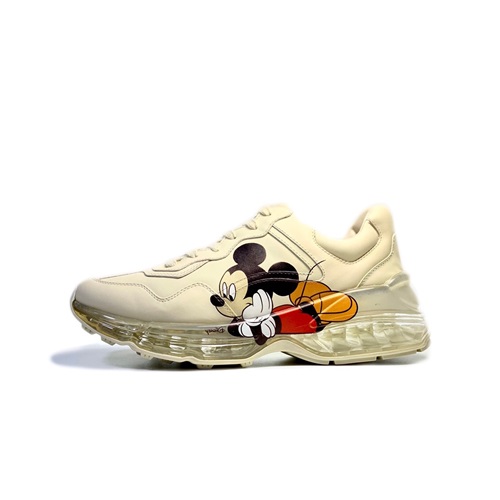 グッチユニセックスレザーランニングシューズS1188アイボリー