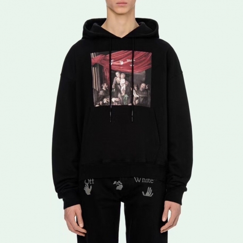 オフホワイト-オフホワイトメンズコットンジップアップフーディf0532ブラック