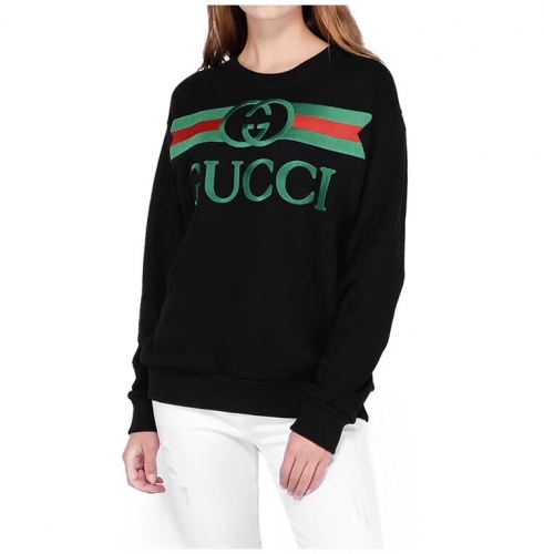 グッチ-グッチユニセックスコットンクルーネック長袖Tシャツc03004.ブラック