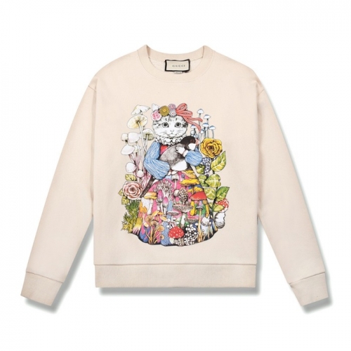 グッチ-グッチユニセックスコットンクルーネック長袖Tシャツc03017アイボリー