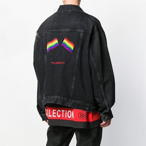 バレンシアガバレンシアガユニセックスカジュアルオーバーサイズデニムジャケットl0756.ブラック