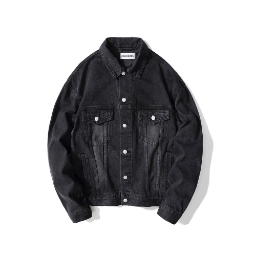 バレンシアガバレンシアガユニセックスカジュアルオーバーサイズデニムジャケットl0758.ブラック