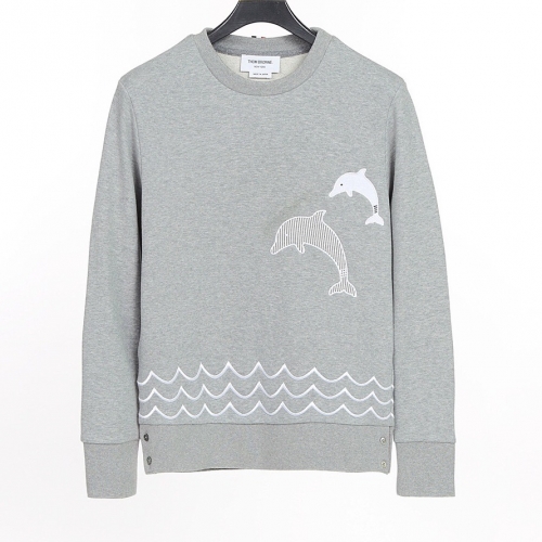 トムブラウン-トムブラウンユニセックスクルーネック長袖Tシャツm0967グレー