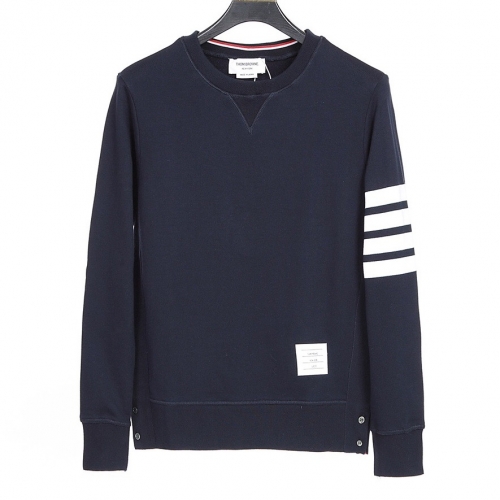 トムブラウン-トムブラウンユニセックスクルーネック長袖Tシャツm0972ネイビー