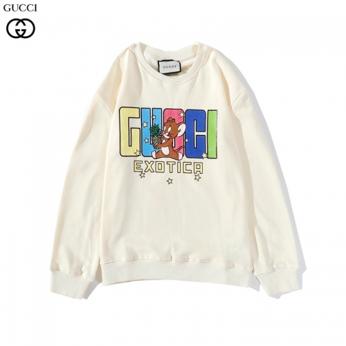 グッチ-グッチユニセックスコットンクルーネック長袖Tシャツc03031.アイボリー