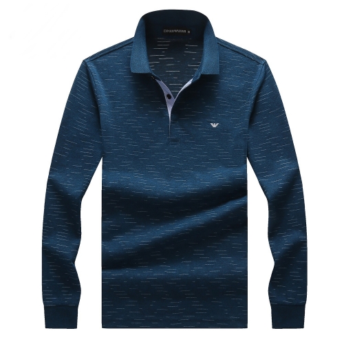 アルマーニアルマーニメンズビジネスコットンポロ長袖Tシャツm0745ブルー