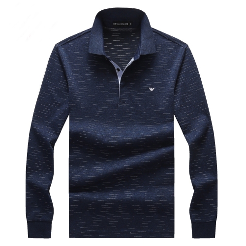 アルマーニアルマーニメンズビジネスコットンポロ長袖Tシャツm0746ネイビー