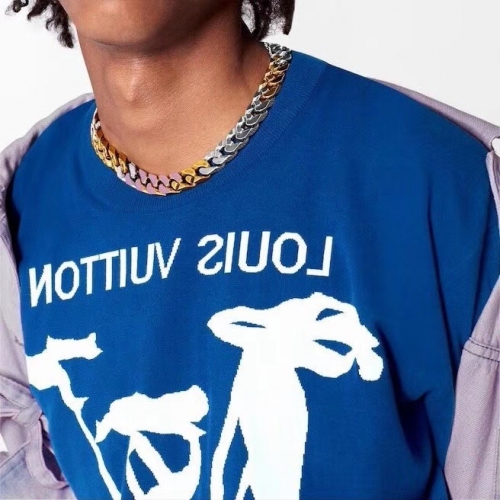 ルイヴィトンルイヴィトンメンズカジュアルコットン長袖Tシャツu02225ブルー