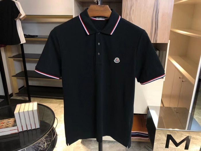 モンクレールメンズコットンポロ半袖Tシャツc01841ブラック