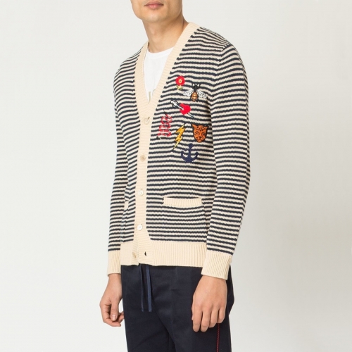 グッチユニセックストレンディネックニットカーディガンc03043ネイビー