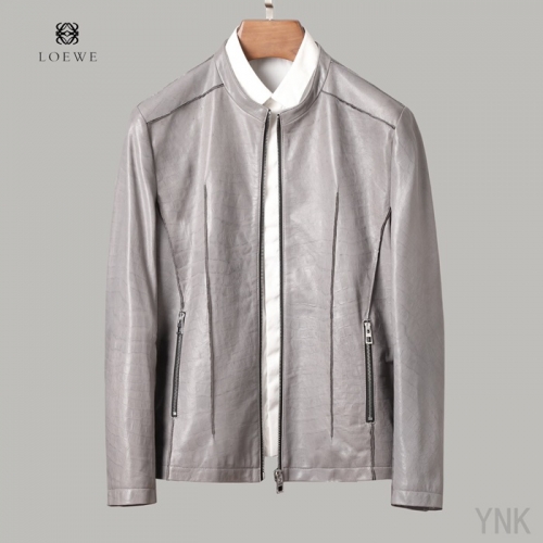 ロエベメンズカジュアルレザージャケットe0297グレー