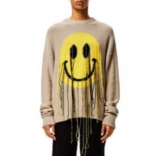 ロエベ-ロエベユニセックスクルーネックウールセーターe0298キャメル