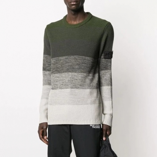 ストーンアイランドメンズグリーンクルーネックニットo0275