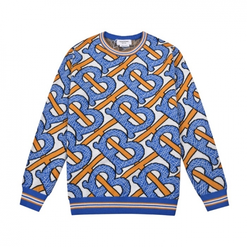 バーバリーバーバリーユニセックスカジュアルコットンスウェットシャツr03019ブルー