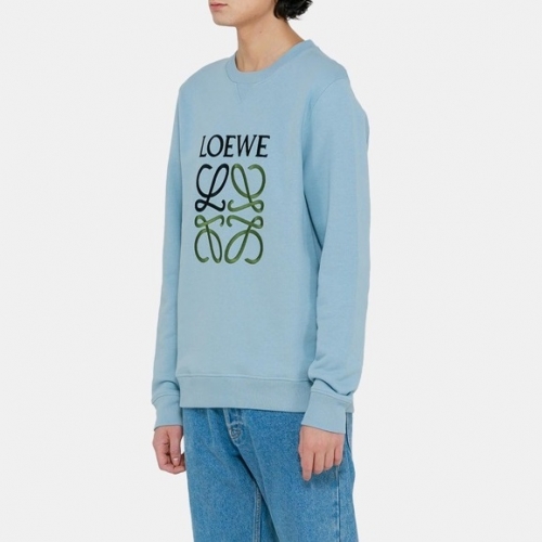 ロエベ-ロエベメンズクルーネック長袖Tシャツe0300ブルー