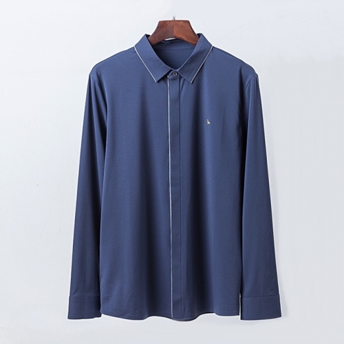 ディオールディオールメンズカジュアルコットンポロ長袖Tシャツo0858ブルー