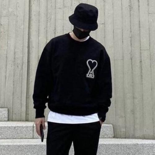 --アミメンズコットンスウェットシャツ0043ブラック